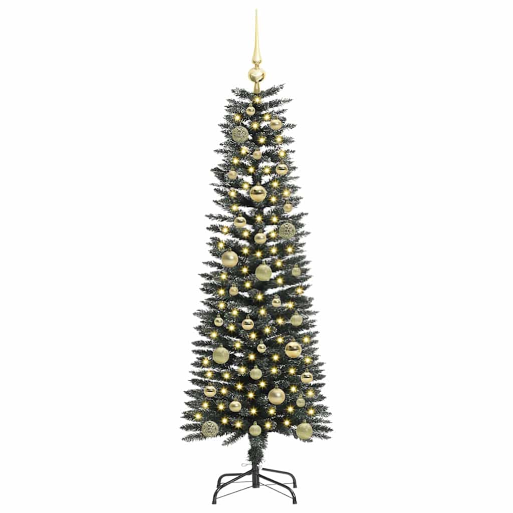 Mű karácsonyfa 150 LED-del Zöld 150 cm PVC és Műanyag és Acél