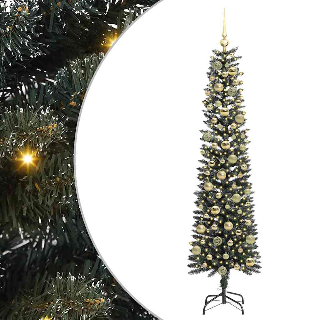 Mű karácsonyfa 300 LED-del Zöld 180 cm PVC és Műanyag és Acél