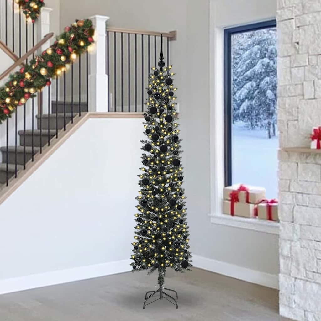 Mű karácsonyfa 300 LED-del Zöld 240 cm PVC és Műanyag és Acél