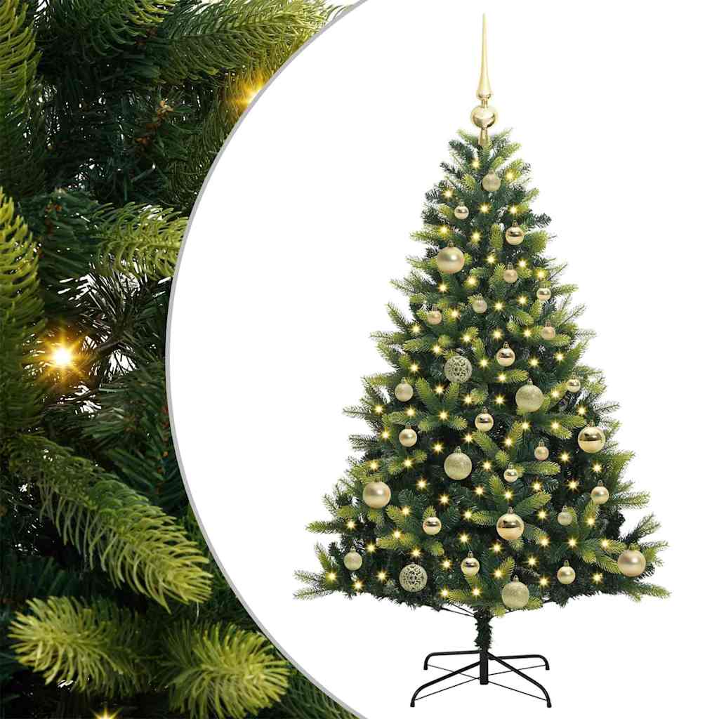 Műanyag Hajtogatott Karácsonyfa 150 LED-del Zöld 120 cm