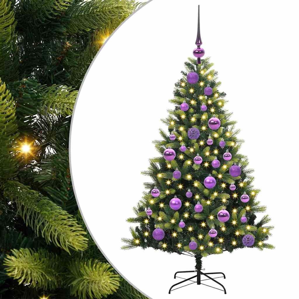 Műanyag Hajtogatott Karácsonyfa 150 LED-del Zöld 120 cm