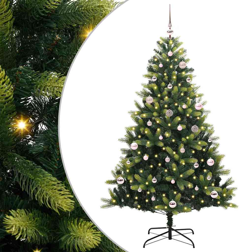 Műanyag Hajtogatott Karácsonyfa 150 LED-del Zöld 150 cm