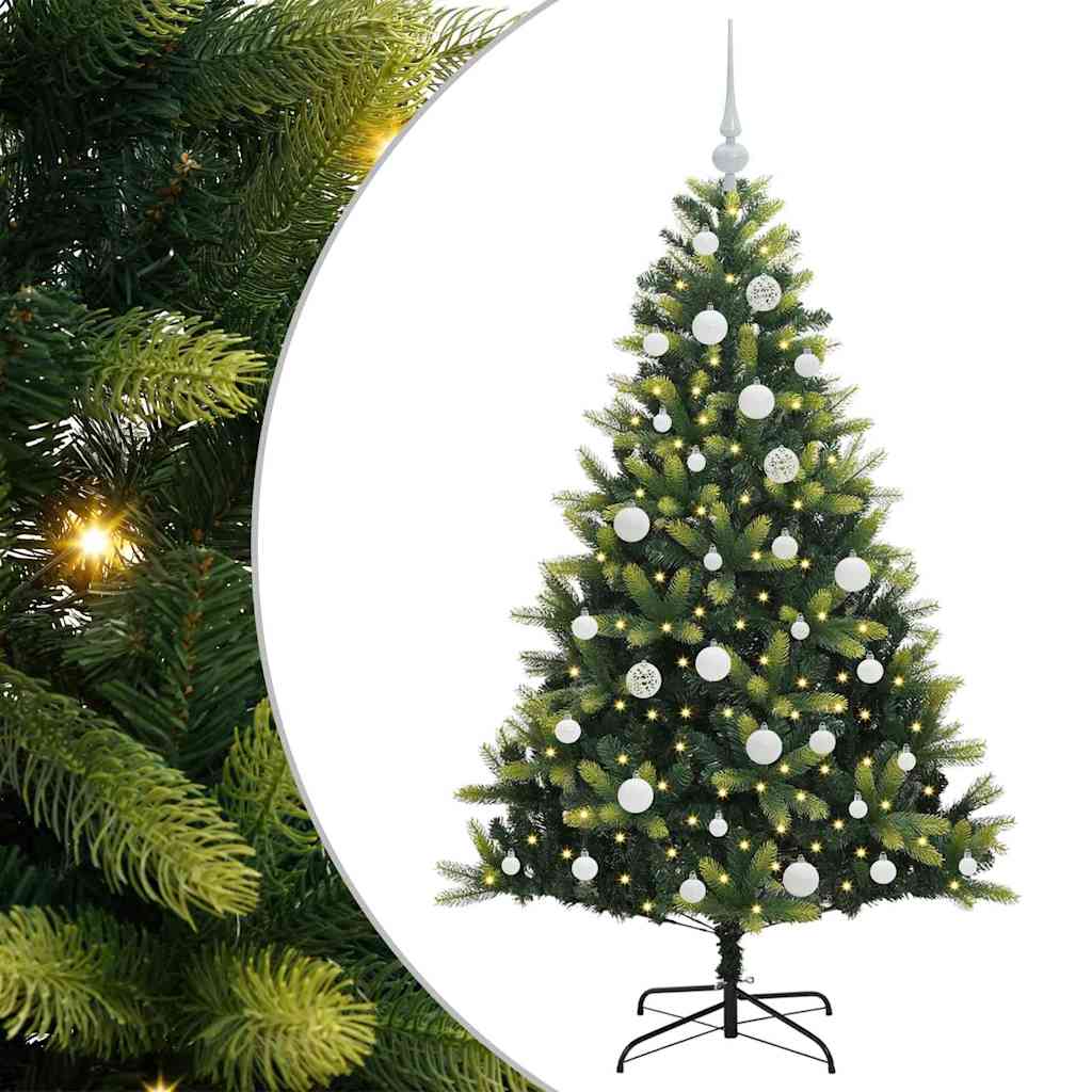 Műanyag Hajtogatott Karácsonyfa 150 LED-del Zöld 150 cm