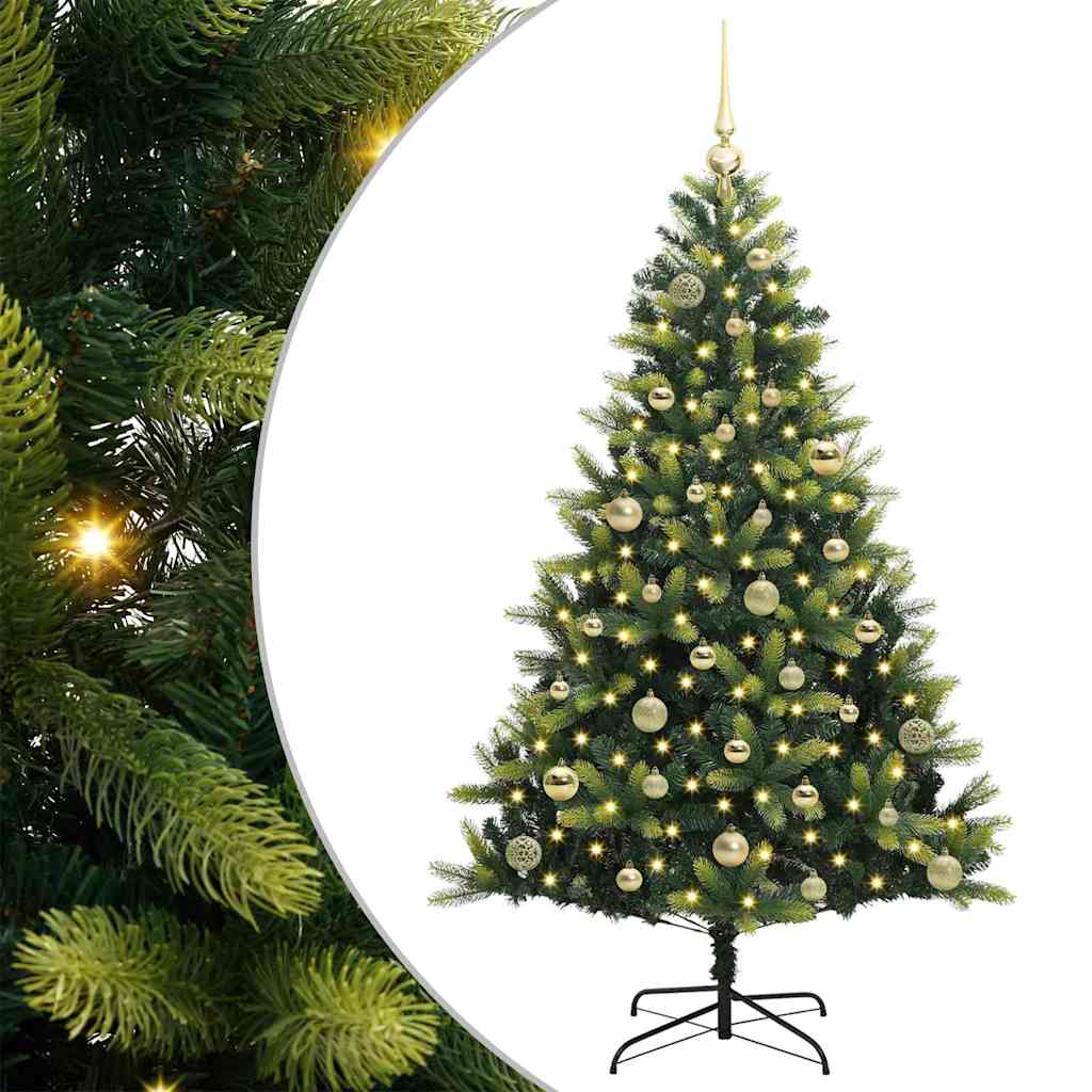 Műanyag Hajtogatott Karácsonyfa 150 LED-del Zöld 150 cm