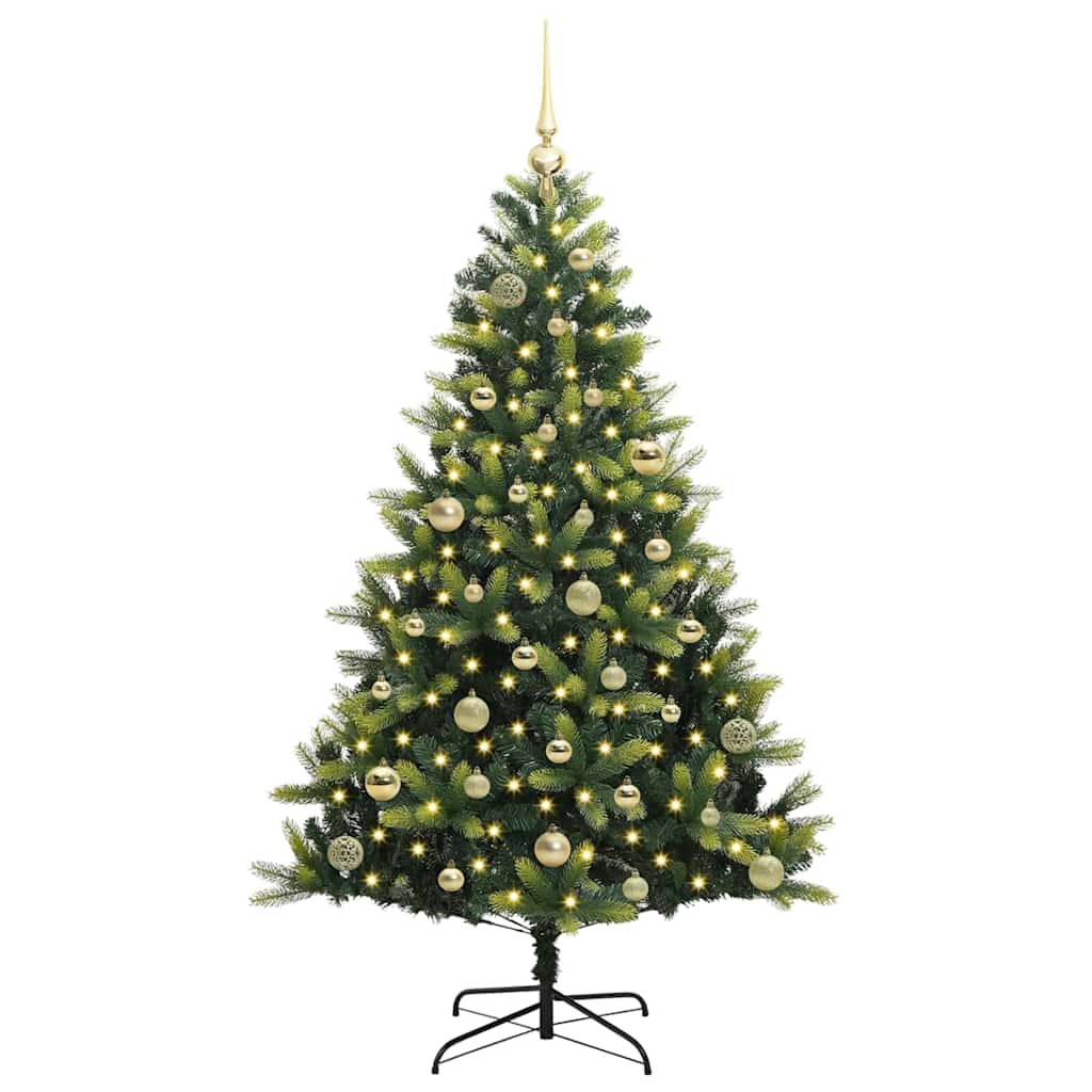 Műanyag Hajtogatott Karácsonyfa 150 LED-del Zöld 150 cm
