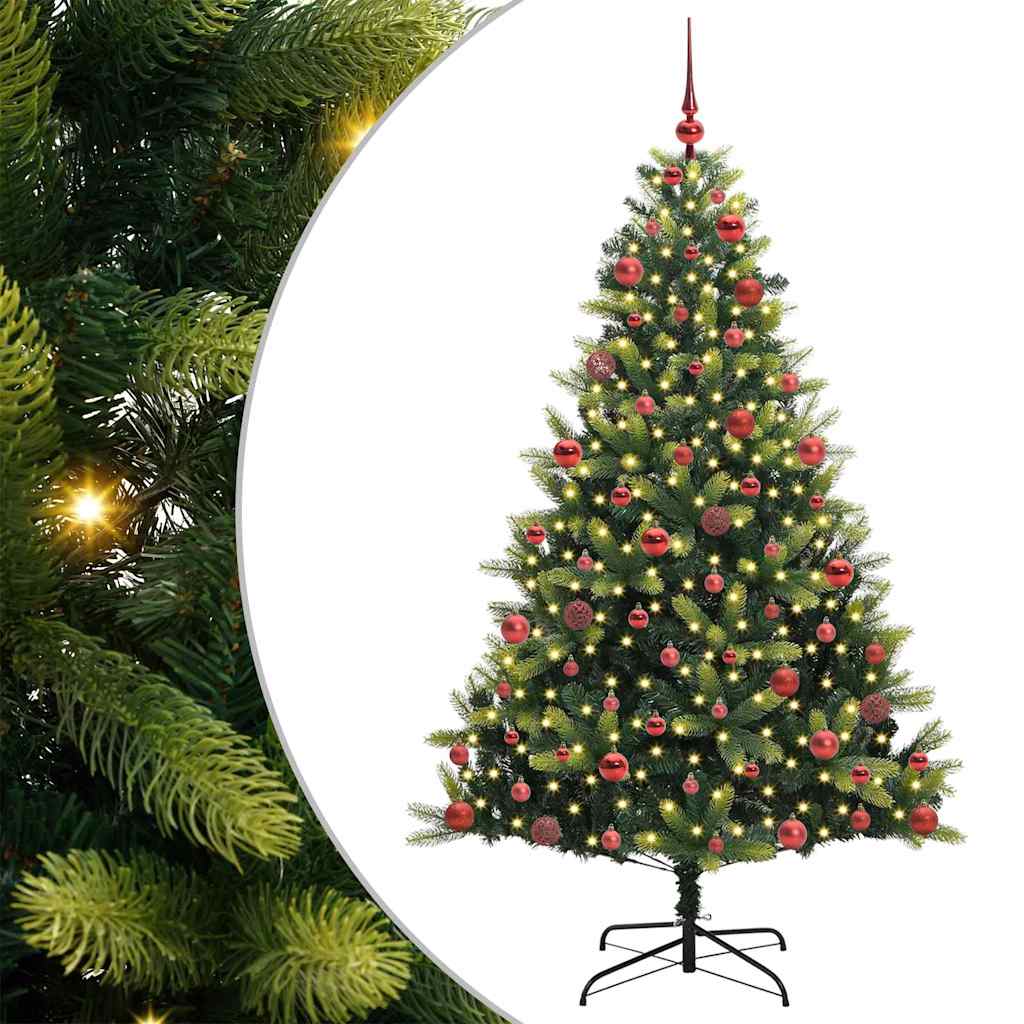 Mesterséges Hajlított Karácsonyfa 300 LED-del Zöld 180 cm