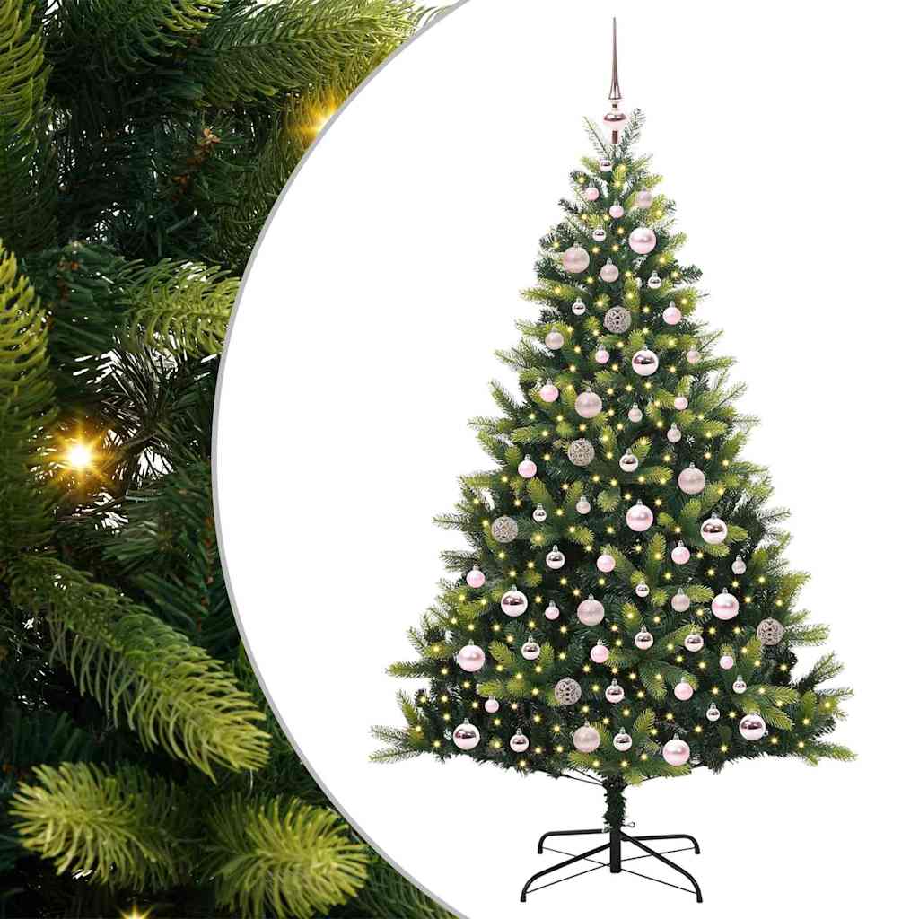 Mesterséges Hajlított Karácsonyfa 300 LED-del Zöld 180 cm