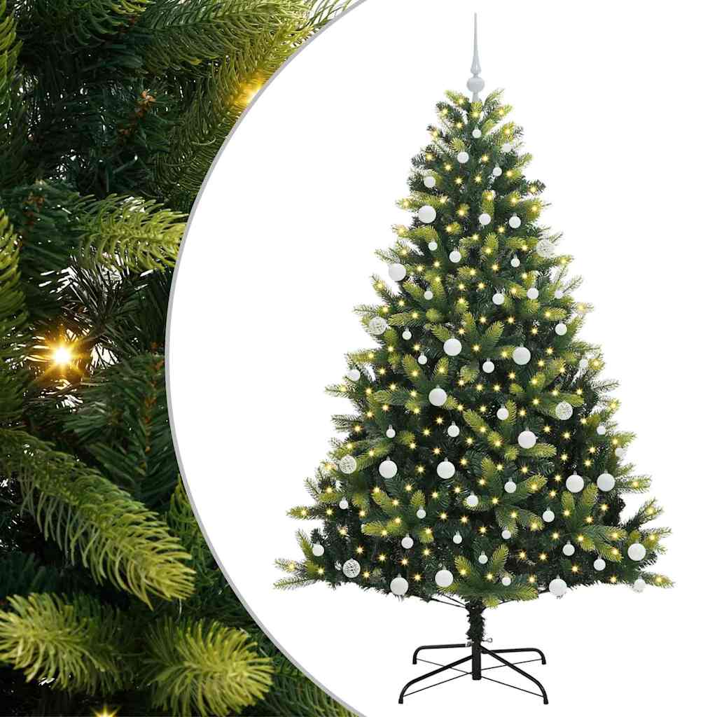 Mesterséges Hajlított Karácsonyfa 300 LED-del Zöld 180 cm