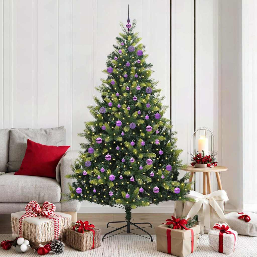 Mesterséges Hajlított Karácsonyfa 300 LED-del Zöld 180 cm