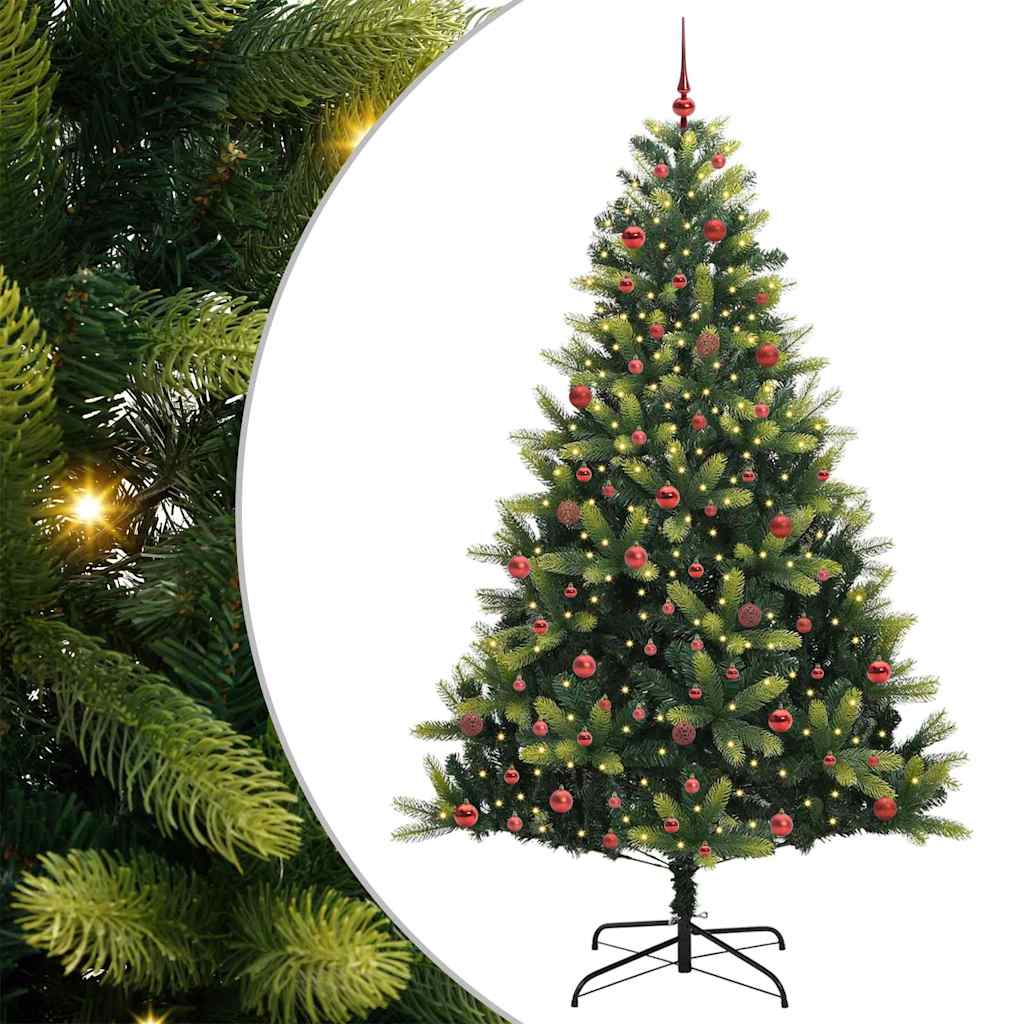 Mesterséges Hajlított Karácsonyfa 300 LED-del Zöld 210 cm