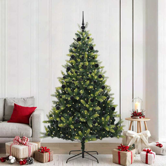 Mesterséges Hajlított Karácsonyfa 300 LED-del Zöld 210 cm