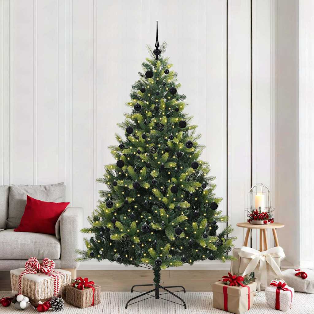 Mesterséges Hajlított Karácsonyfa 300 LED-del Zöld 210 cm