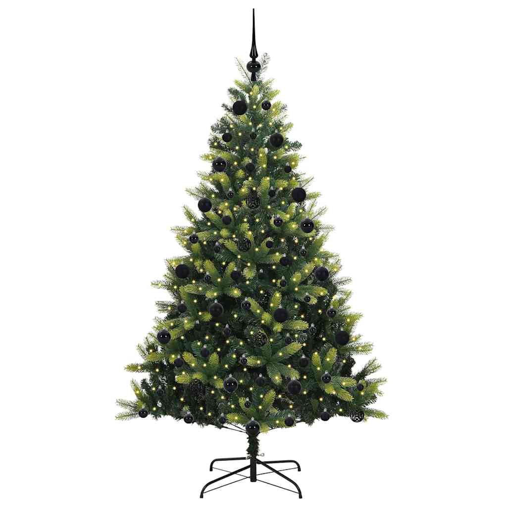 Mesterséges Hajlított Karácsonyfa 300 LED-del Zöld 210 cm