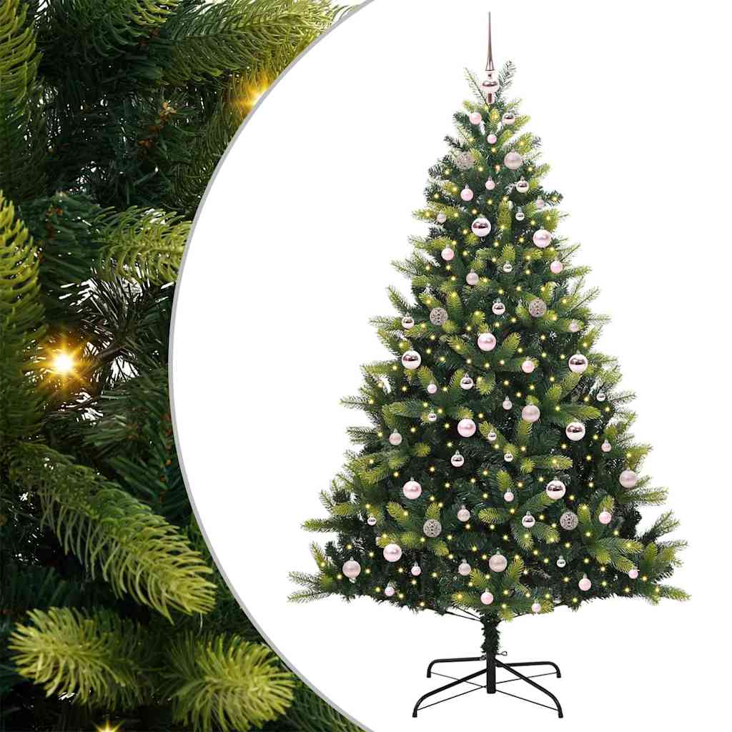 Mesterséges Hajlított Karácsonyfa 300 LED-del Zöld 210 cm
