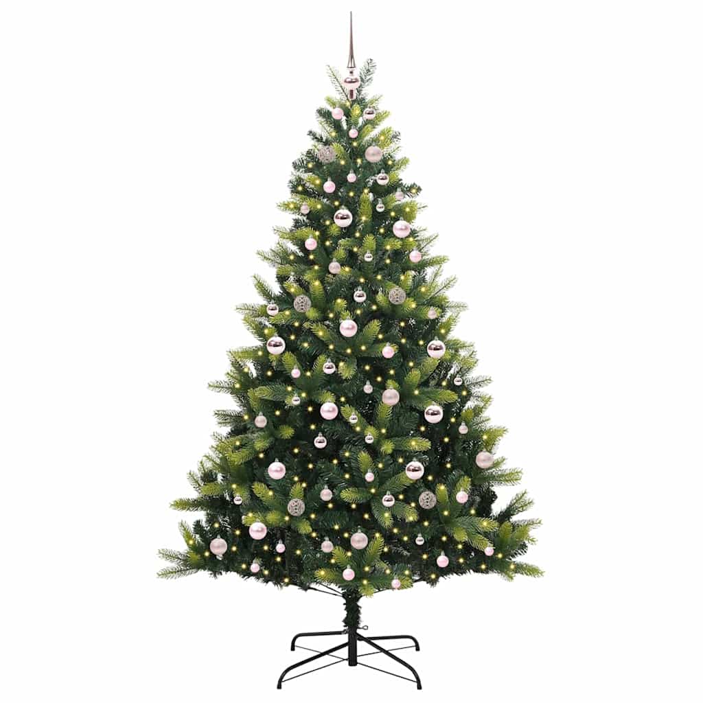 Mesterséges Hajlított Karácsonyfa 300 LED-del Zöld 210 cm
