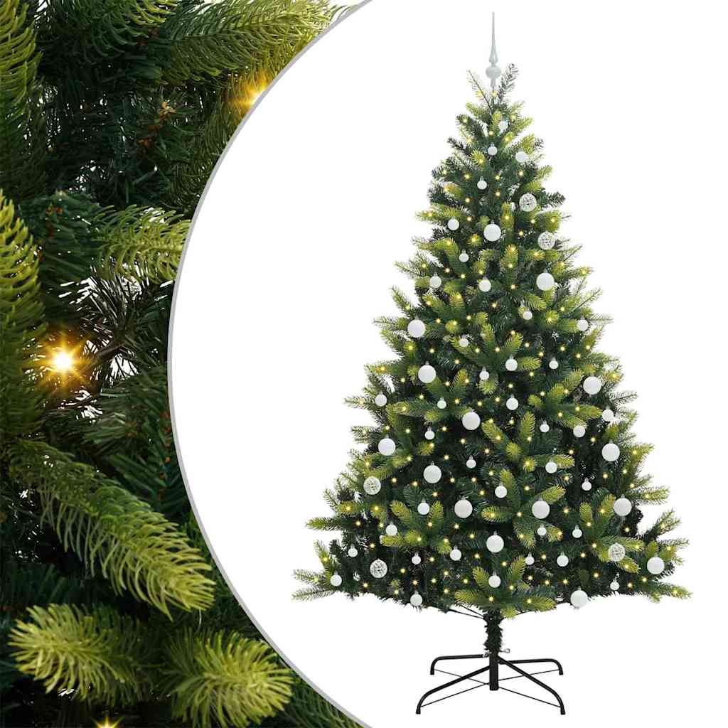 Mesterséges Hajlított Karácsonyfa 300 LED-del Zöld 210 cm