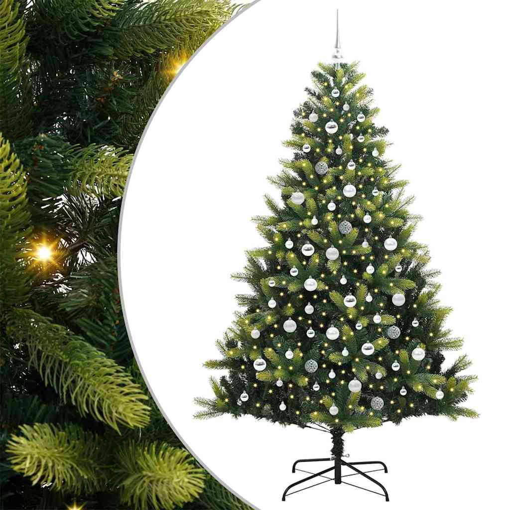 Mesterséges Hajlított Karácsonyfa 300 LED-del Zöld 210 cm