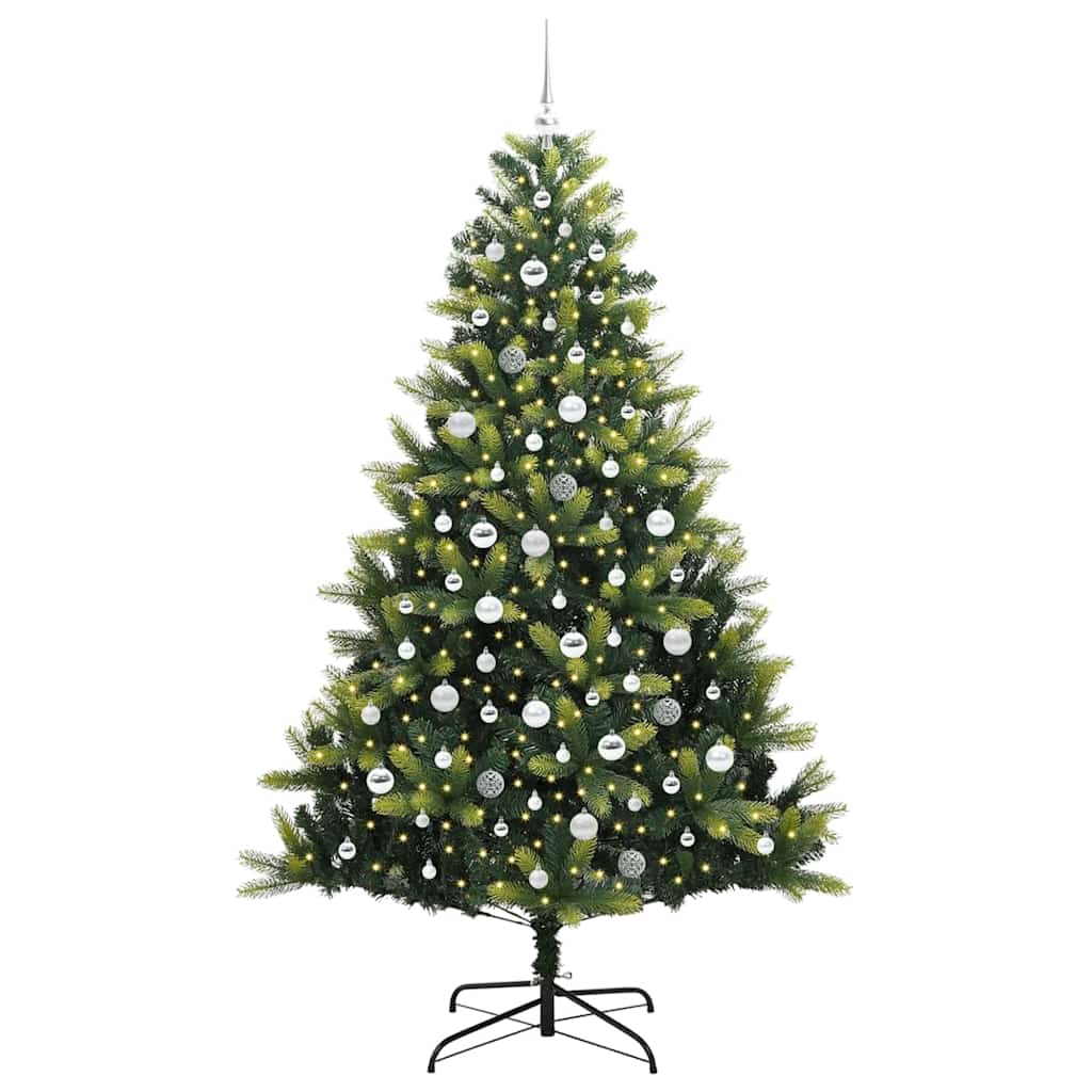 Mesterséges Hajlított Karácsonyfa 300 LED-del Zöld 210 cm