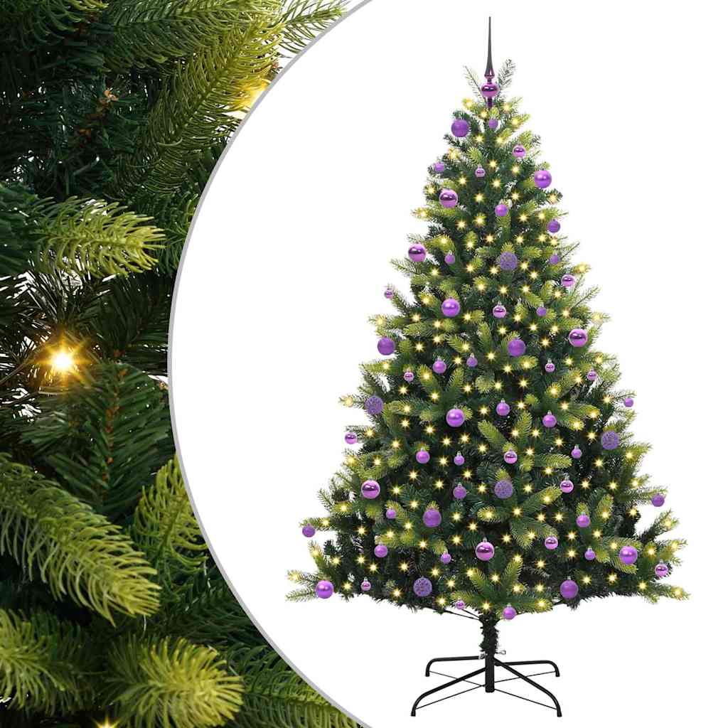 Mesterséges Hajlított Karácsonyfa 300 LED-del Zöld 210 cm