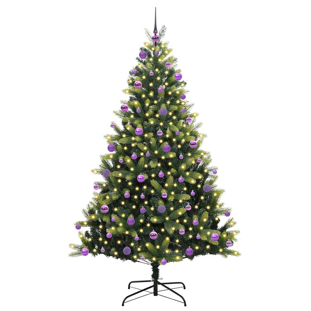 Mesterséges Hajlított Karácsonyfa 300 LED-del Zöld 210 cm