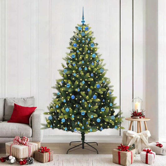 Mesterséges Hajlított Karácsonyfa 300 LED-del Zöld 210 cm