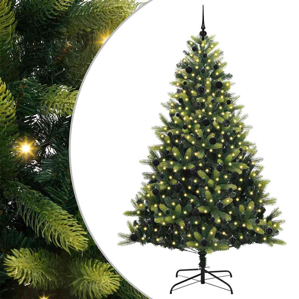 Mesterséges Hajlított Karácsonyfa 300 LED-del Zöld 240 cm