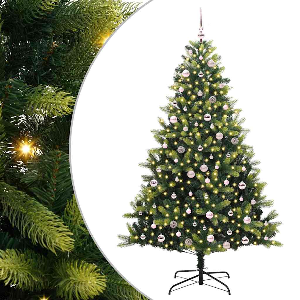 Mesterséges Hajlított Karácsonyfa 300 LED-del Zöld 240 cm