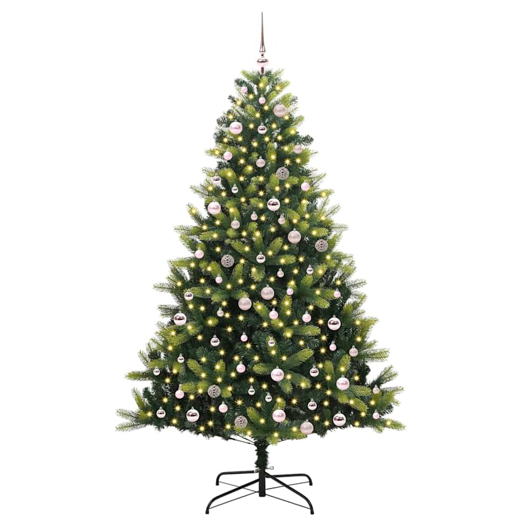 Mesterséges Hajlított Karácsonyfa 300 LED-del Zöld 240 cm