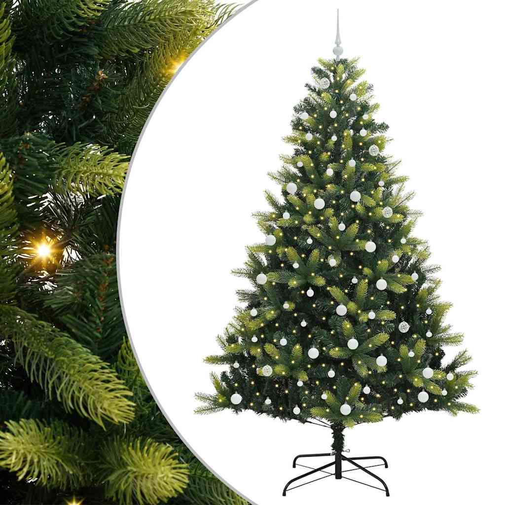 Mesterséges Hajlított Karácsonyfa 300 LED-del Zöld 240 cm