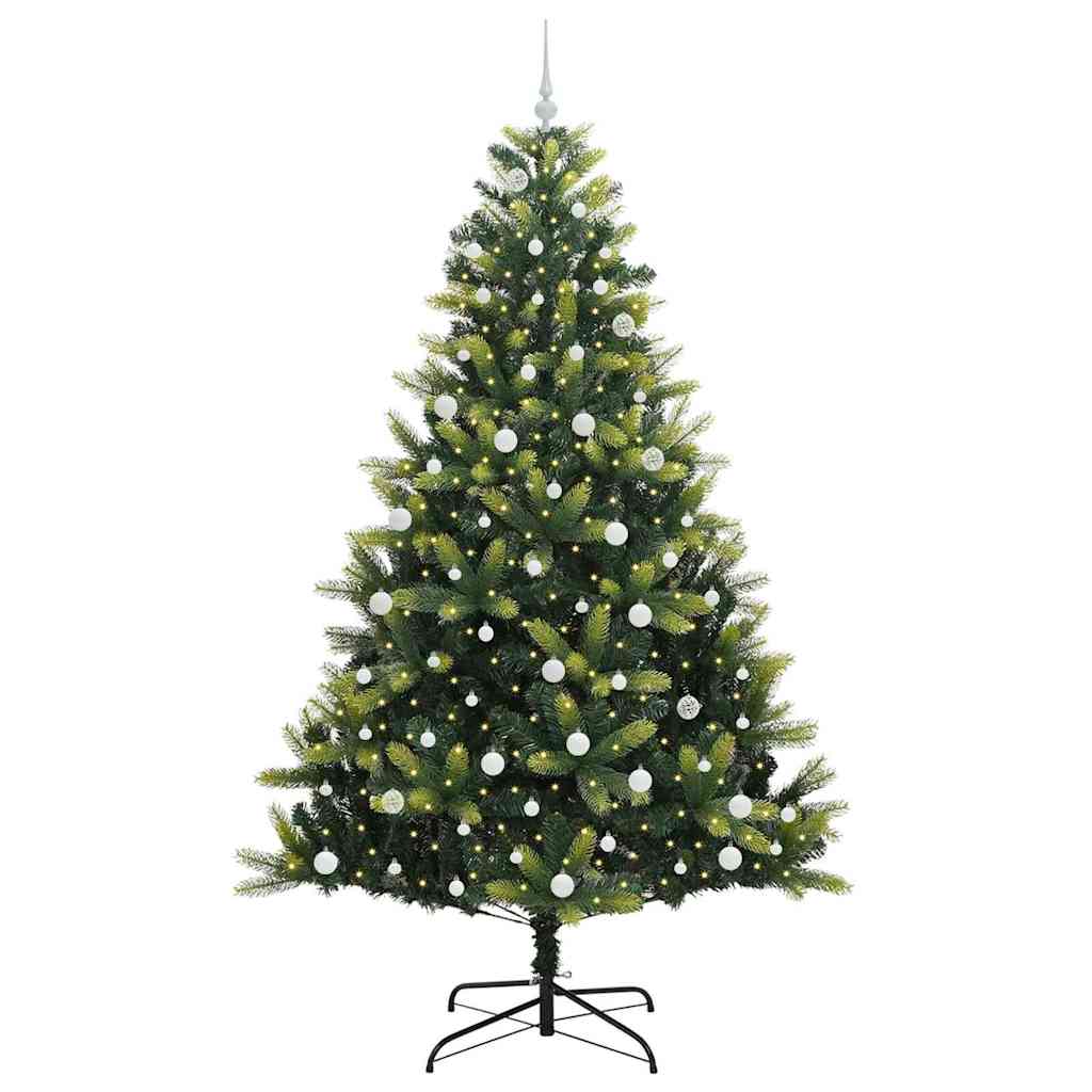 Mesterséges Hajlított Karácsonyfa 300 LED-del Zöld 240 cm
