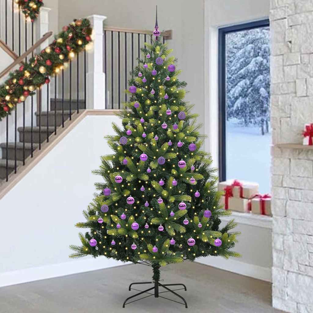 Mesterséges Hajlított Karácsonyfa 300 LED-del Zöld 240 cm