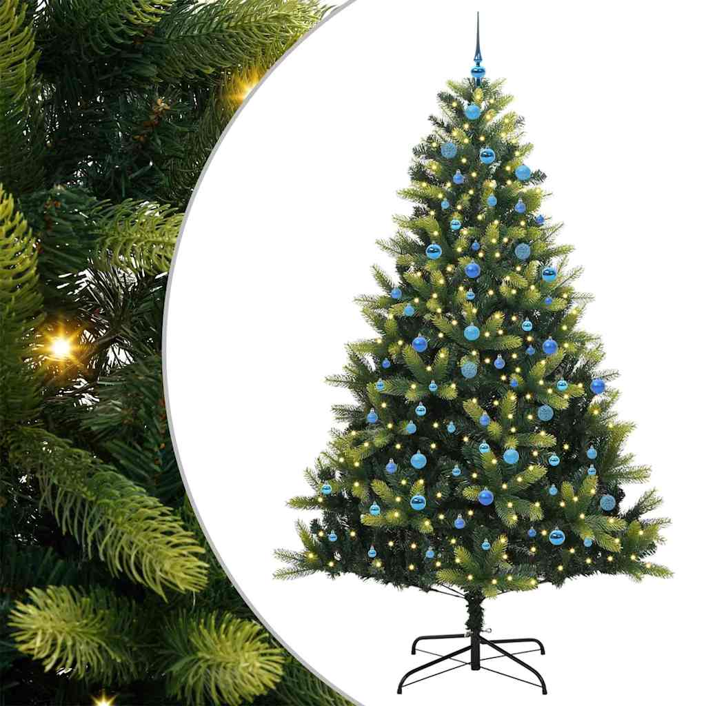 Mesterséges Hajlított Karácsonyfa 300 LED-del Zöld 240 cm