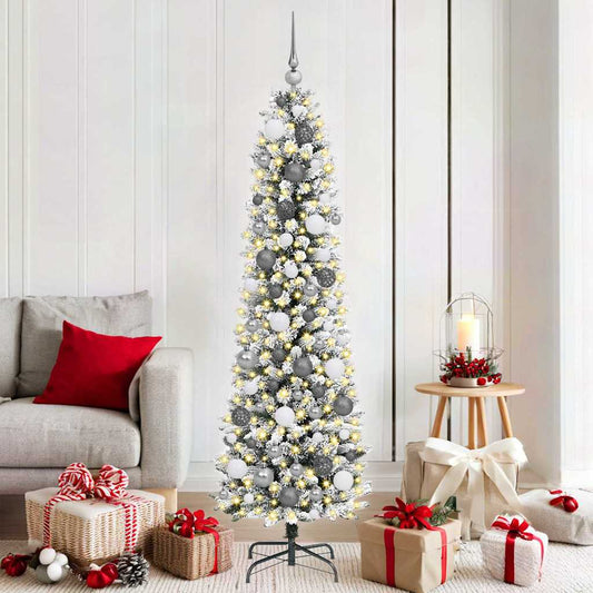 Mű karácsonyfa 300 LED-del Fehér 180 cm PVC és Fém és Műanyag