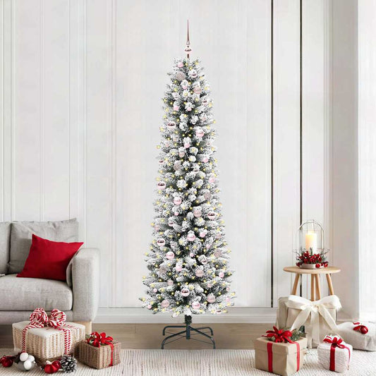 Mű karácsonyfa 300 LED-del Fehér 210 cm PVC és Fém és Műanyag