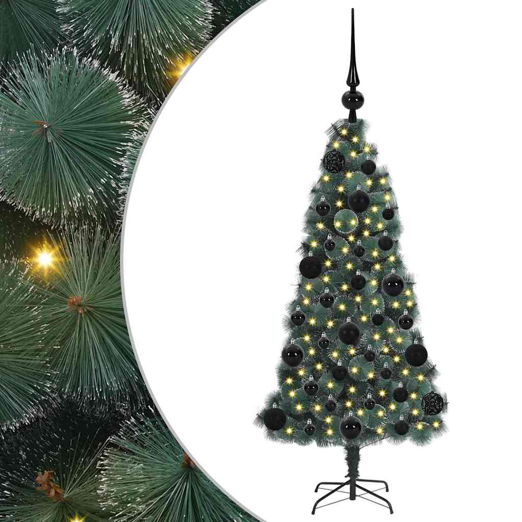 Mesterséges, elővilágított karácsonyfa labdákkal Zöld 120 cm