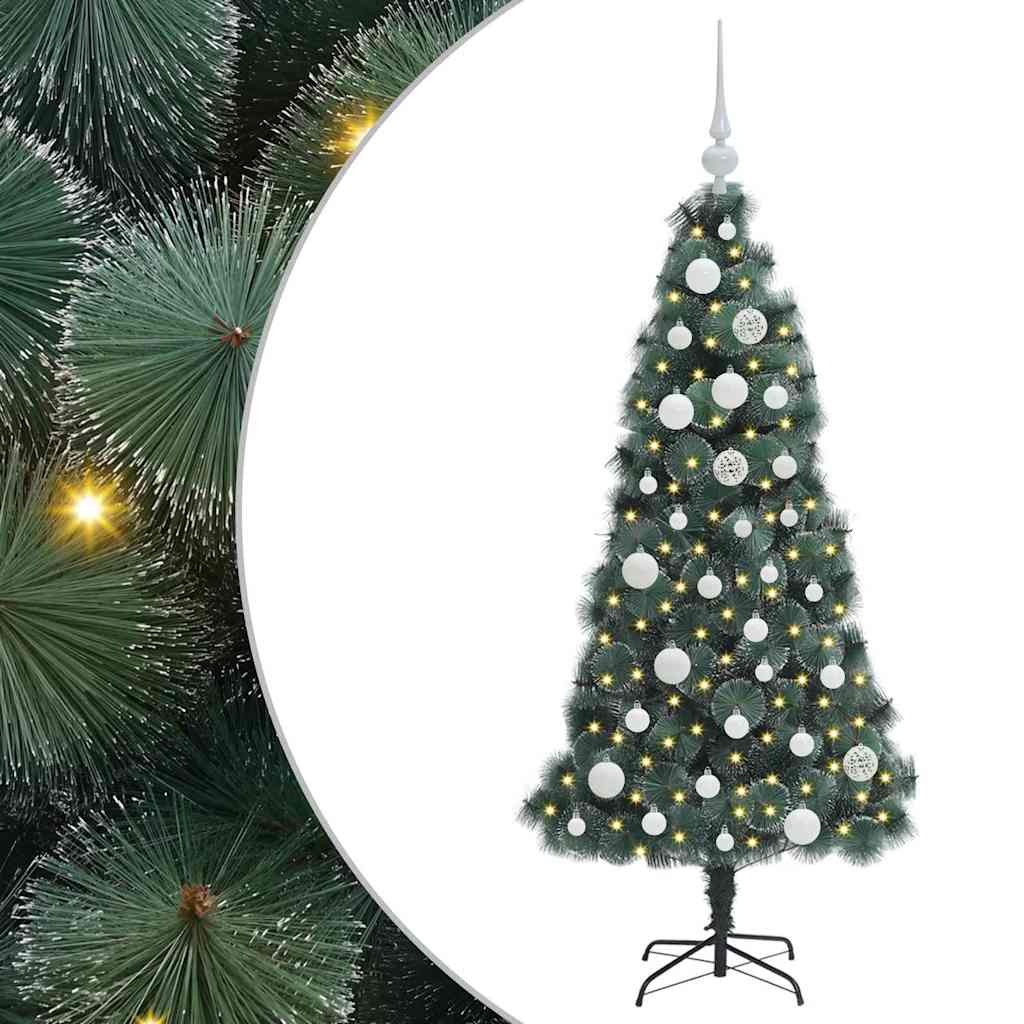 Műfenyő előre világított karácsonyfa gömbkészlettel Zöld 120 cm