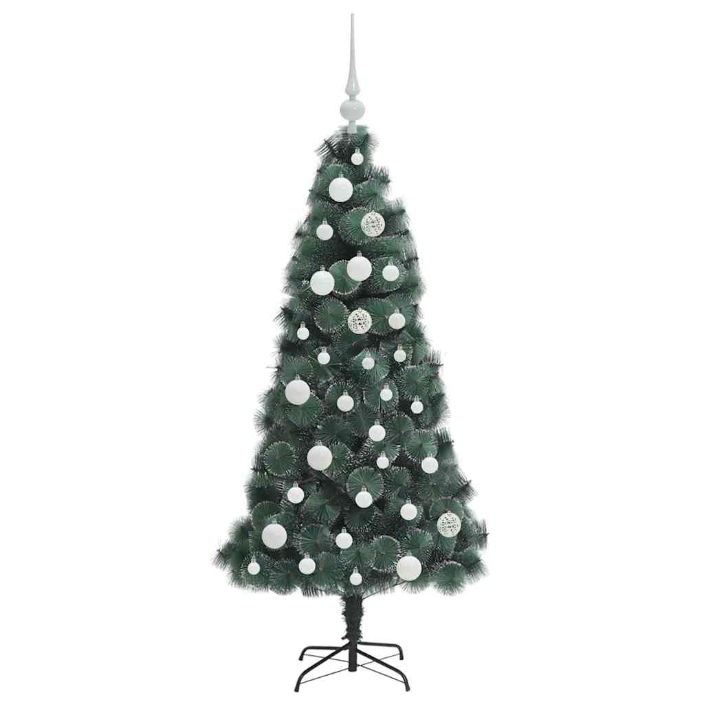 Műfenyő előre világított karácsonyfa gömbkészlettel Zöld 120 cm
