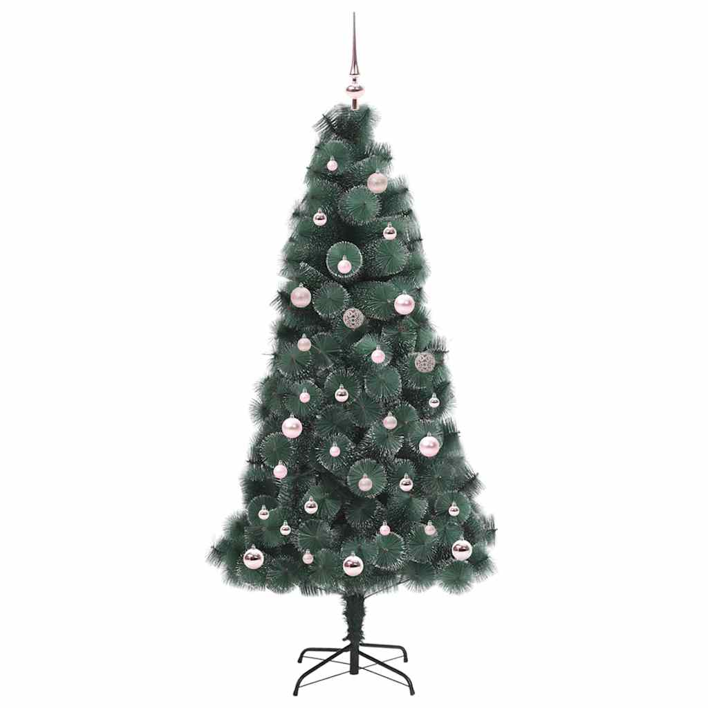 Műfenyő, elővilágítva, díszlabda szettel Zöld 150 cm PET