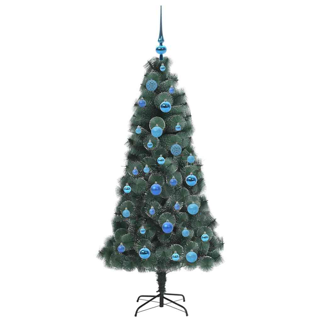 Műfenyő LED fényekkel, gömb szettel 150 LED-del Zöld 150 cm PET