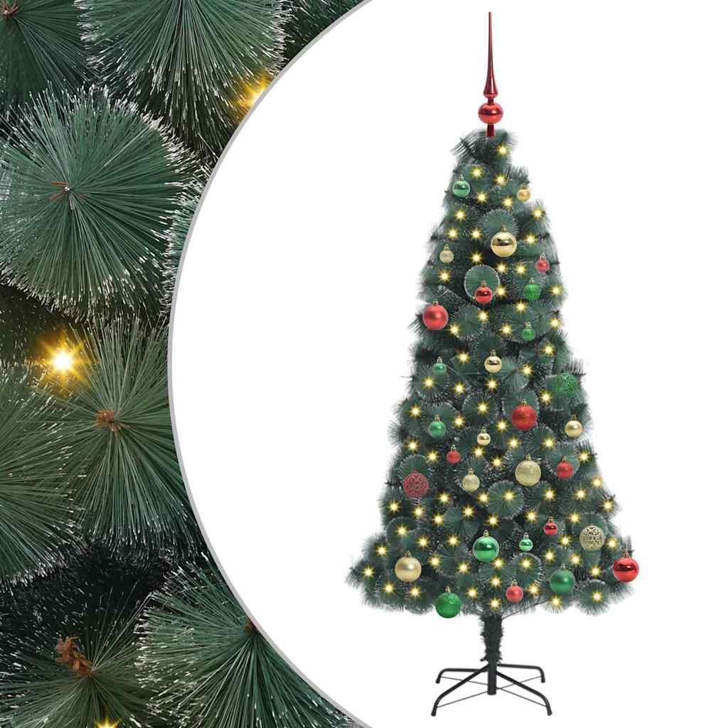 Műfenyő Előre Megvilágított Karácsonyfa Gömbsorral Zöld 150 cm