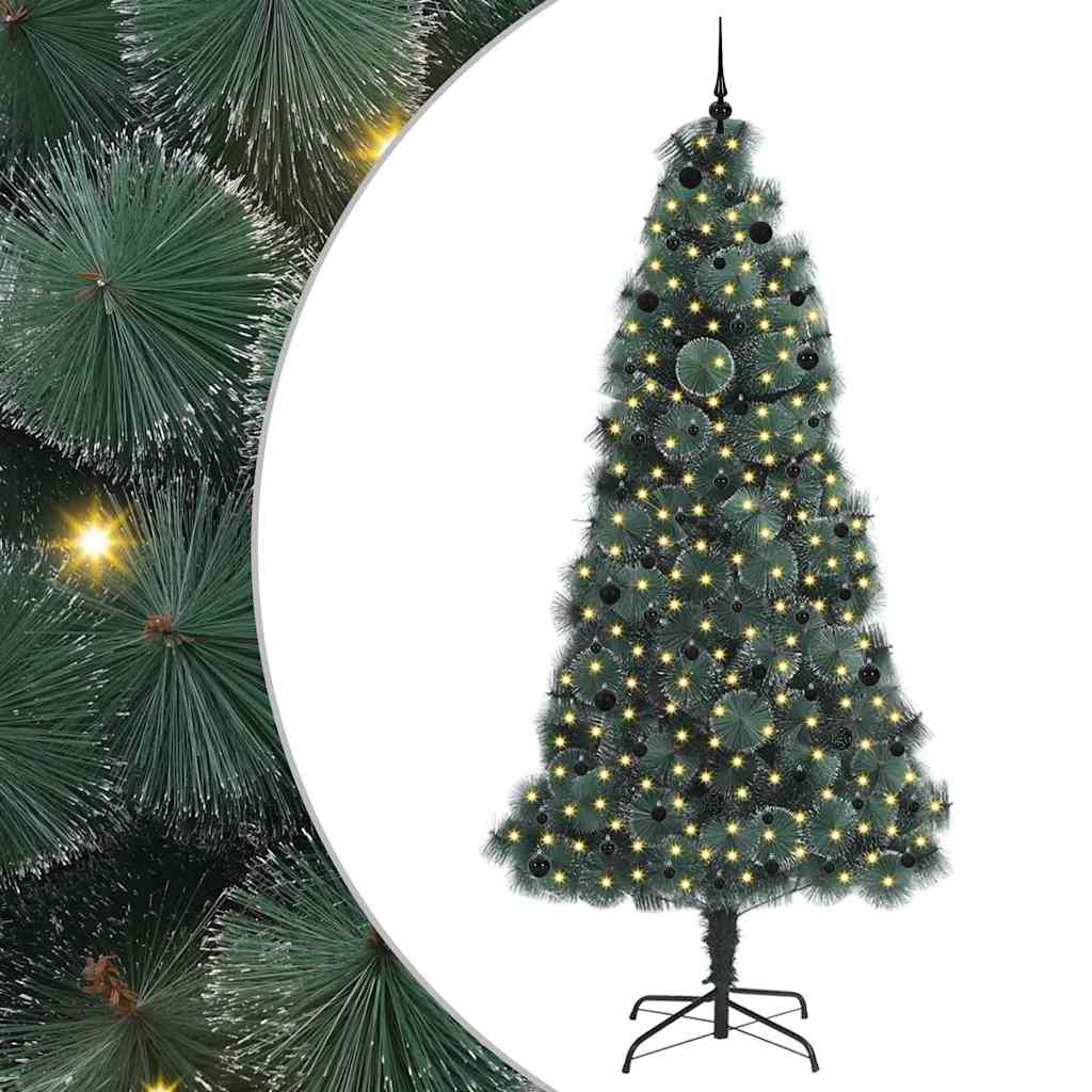 Műfenyő, előre világított, karácsonyi fenyő gömbszettel 240 cm