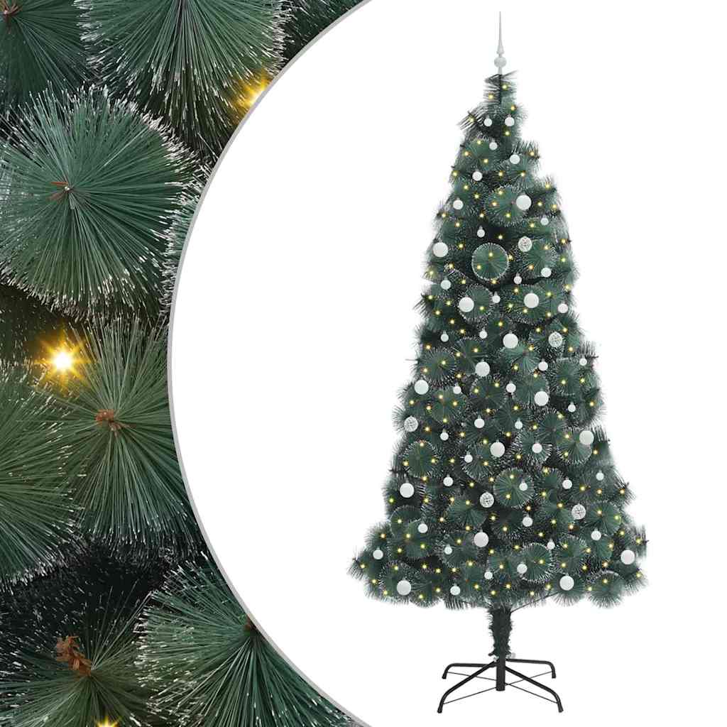 Mesterséges, előre világított karácsonyfa gömbökkel Zöld 240 cm