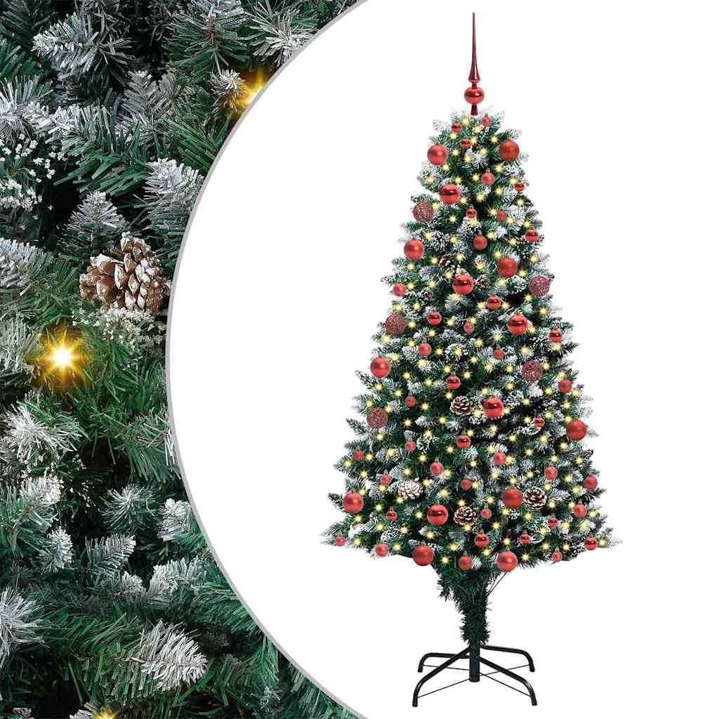 Mű karácsonyfa 300 LED-del Zöld 180 cm PVC és Acél és Műanyag