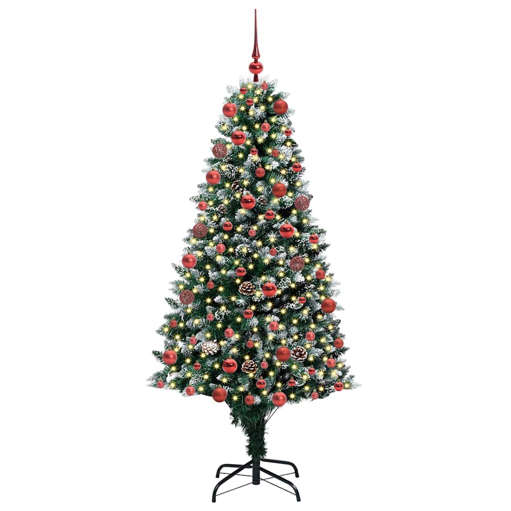 Mű karácsonyfa 300 LED-del Zöld 180 cm PVC és Acél és Műanyag