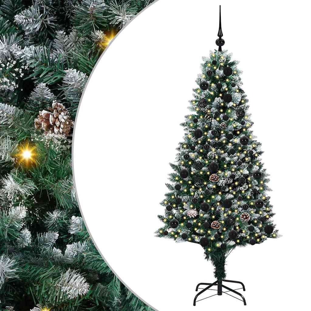 Mű karácsonyfa 300 LED-del Zöld 180 cm PVC és Acél és Műanyag