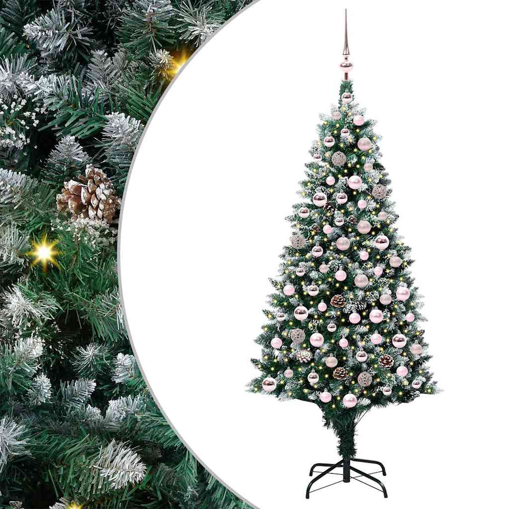 Mű karácsonyfa 300 LED-del Zöld 180 cm PVC és Acél és Műanyag