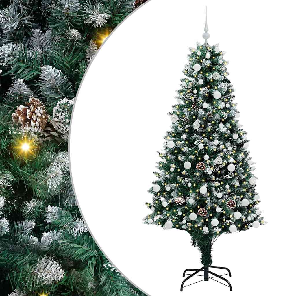 Mű karácsonyfa 300 LED-del Zöld 180 cm PVC és Acél és Műanyag