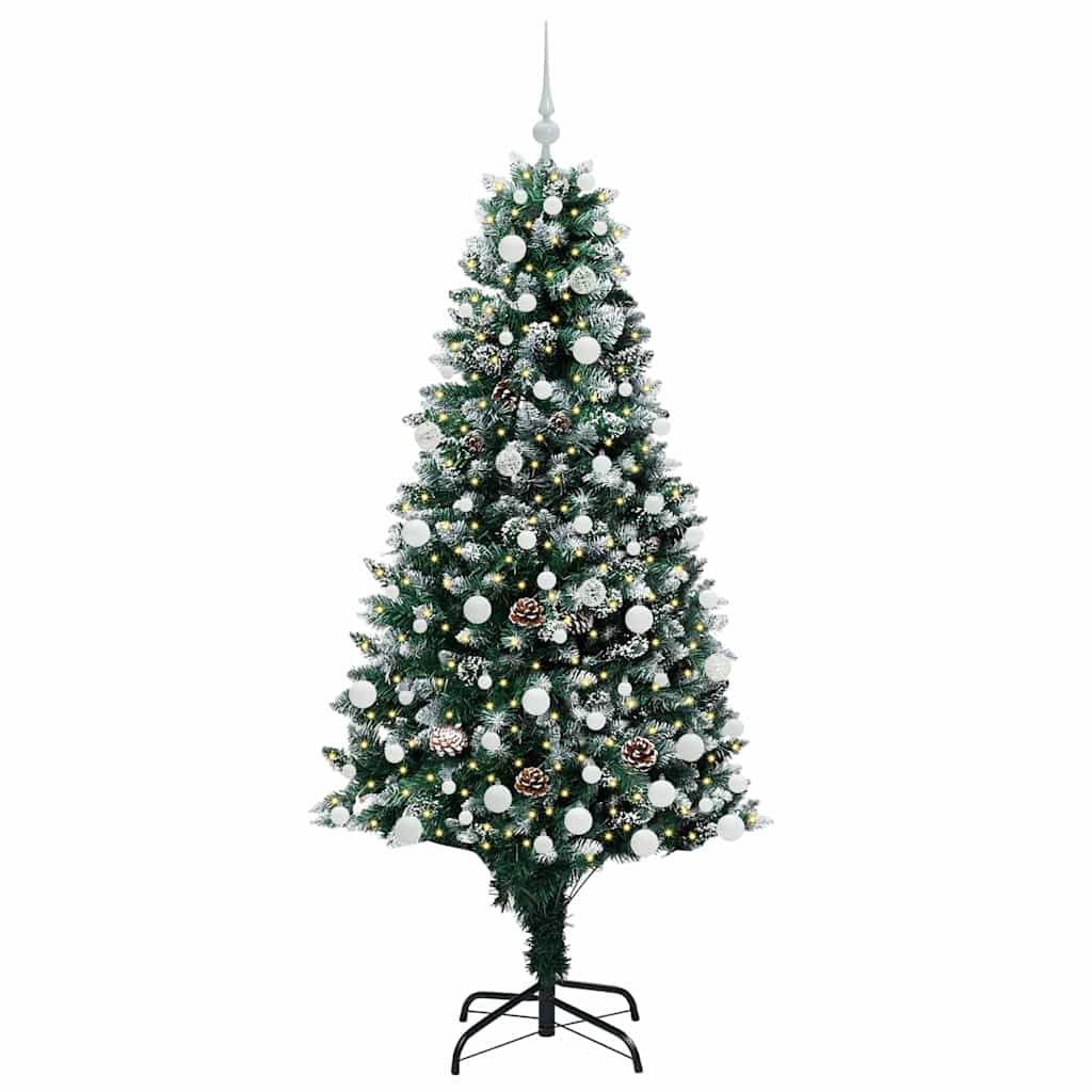 Mű karácsonyfa 300 LED-del Zöld 180 cm PVC és Acél és Műanyag