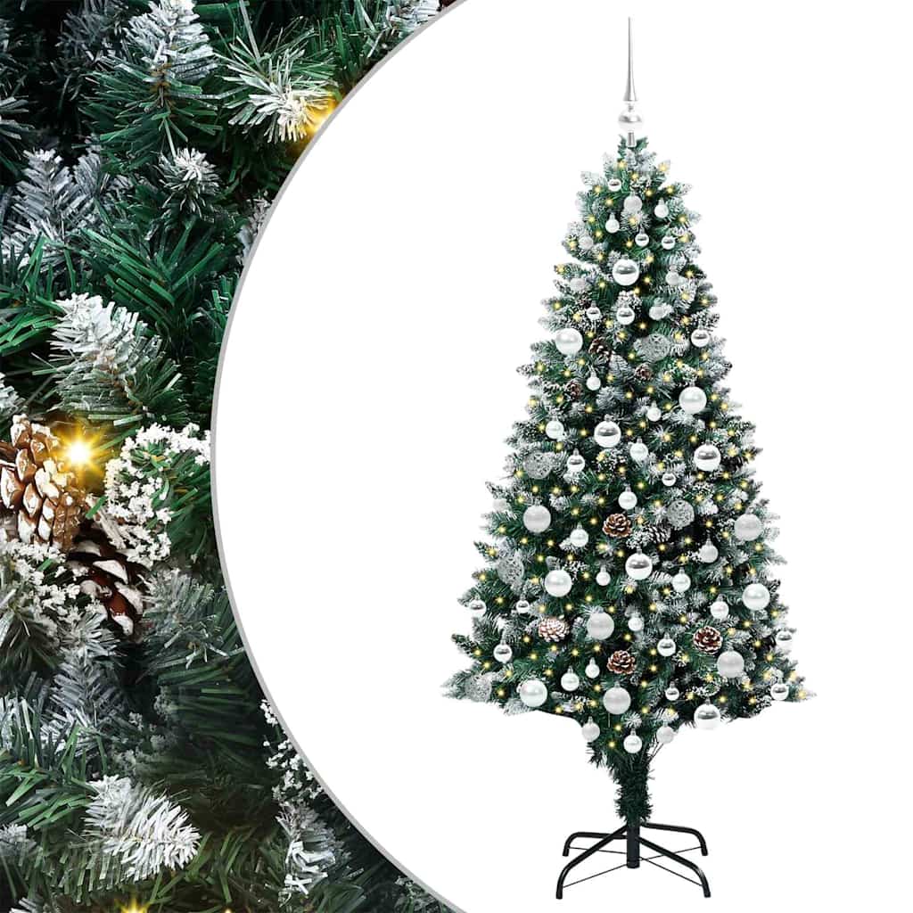 Mű karácsonyfa 300 LED-del Zöld 180 cm PVC és Acél és Műanyag