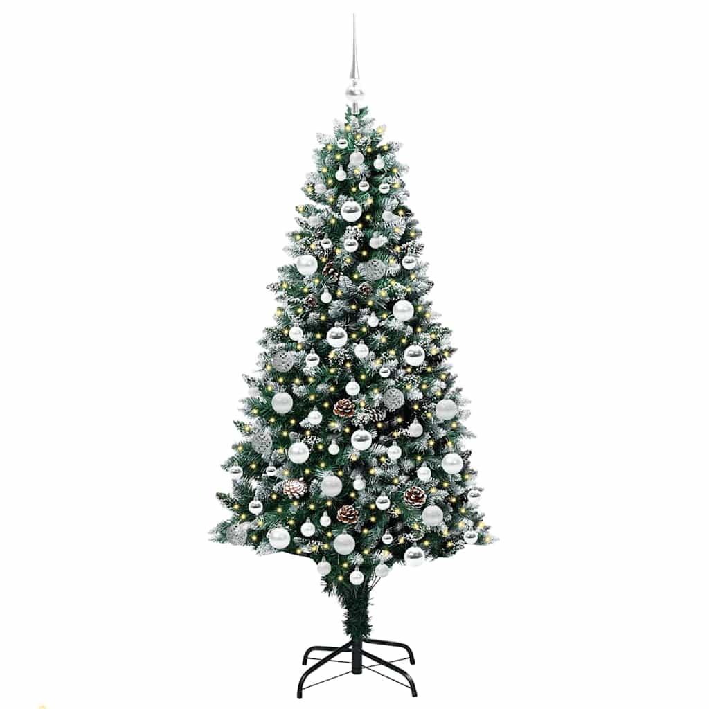Mű karácsonyfa 300 LED-del Zöld 180 cm PVC és Acél és Műanyag